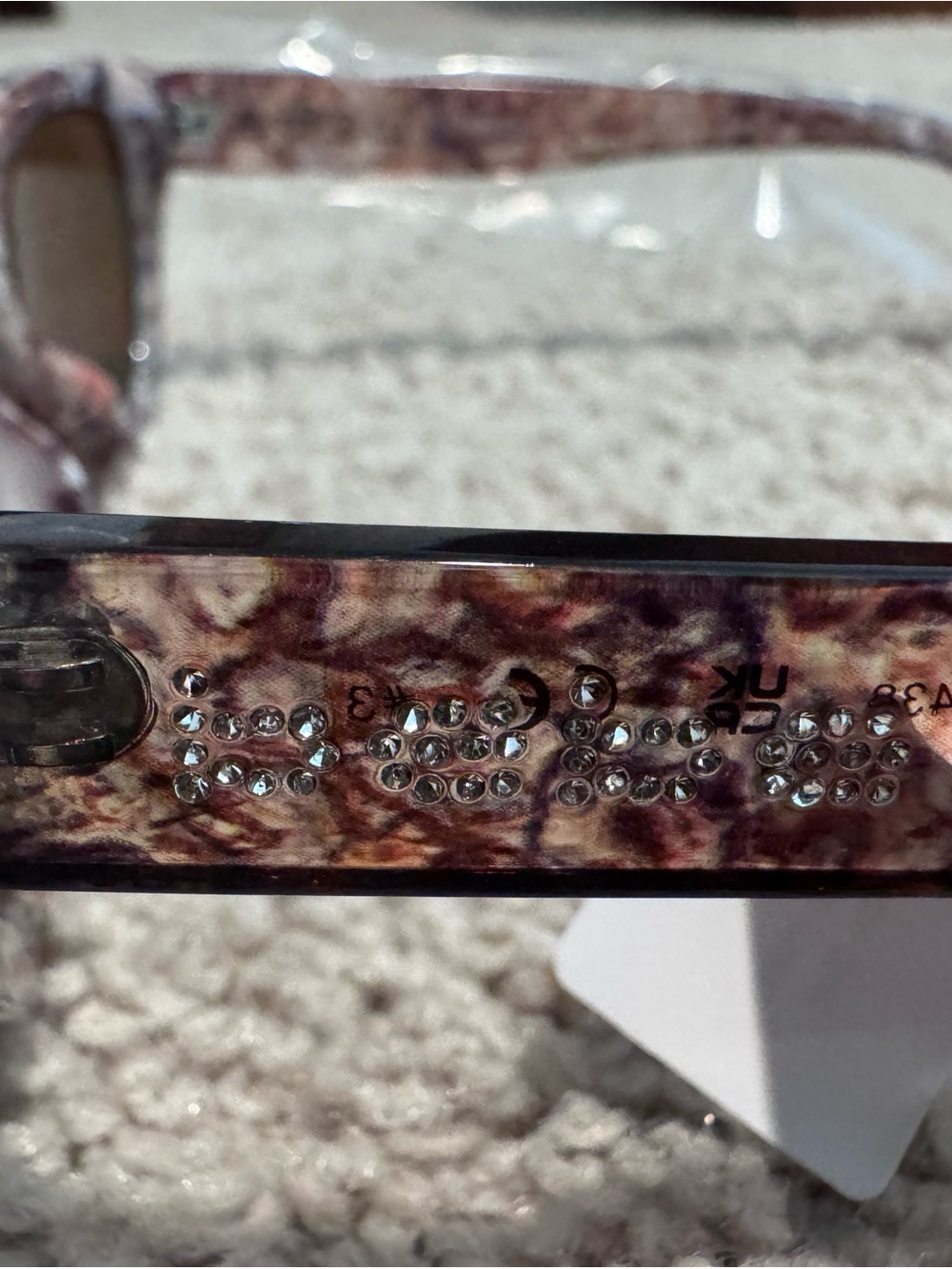 bebe Marbled Pink and Brown Crystal-Embellished Sunglasses - Picture 3 of 4